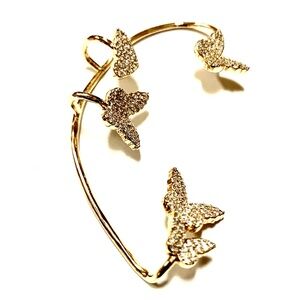 🌟 SALE $15 🌟 Butterflies Rhinestone Full Ear Gold Plated Cuff